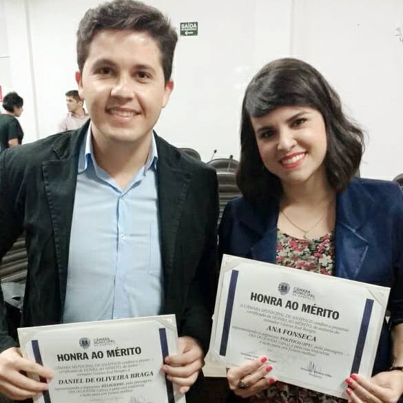 Os alunos Daniel e Ana, homenageados pela Câmara